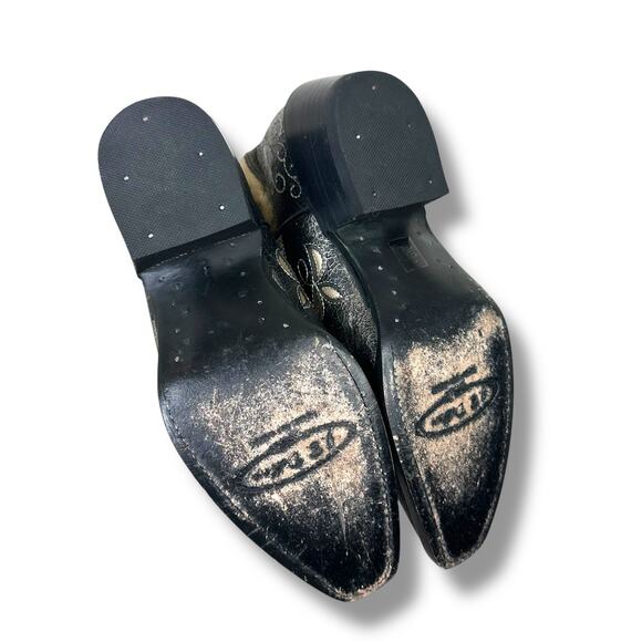 J.B. Dillon Calf Pointed Toe Black Gold Cowhide Leather Western Cowboy Boots 7.5 - Picture 6 of 10